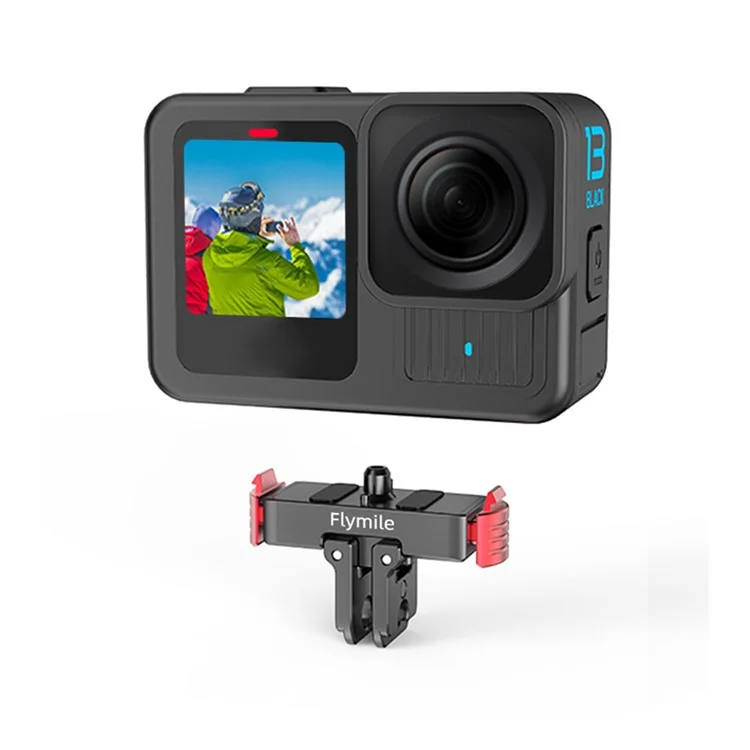 FLYMILE Pour GoPro Hero 13 / 12 / 11 / 10 / 9 Base de déverrouillage rapide en métal / Cadre de protection en aluminium / Support d'accessoires extensible
