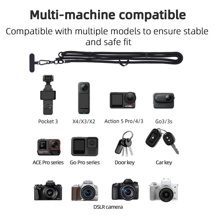 BRDRC Für DJI Osmo Pocket 3 Kamera Lanyard Polyester verstellbarer Umhängegurt - Grau
