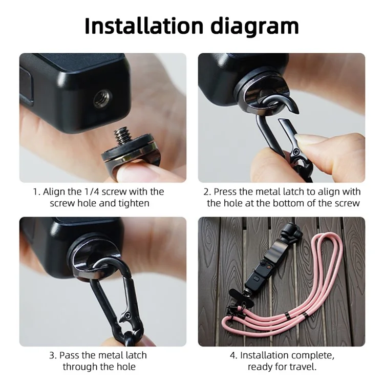 BRDRC Für DJI Osmo Pocket 3 Kamera Lanyard Polyester verstellbarer Umhängegurt - Grau