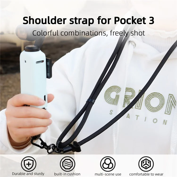BRDRC Für DJI Osmo Pocket 3 Kamera Lanyard Polyester verstellbarer Umhängegurt - Grau