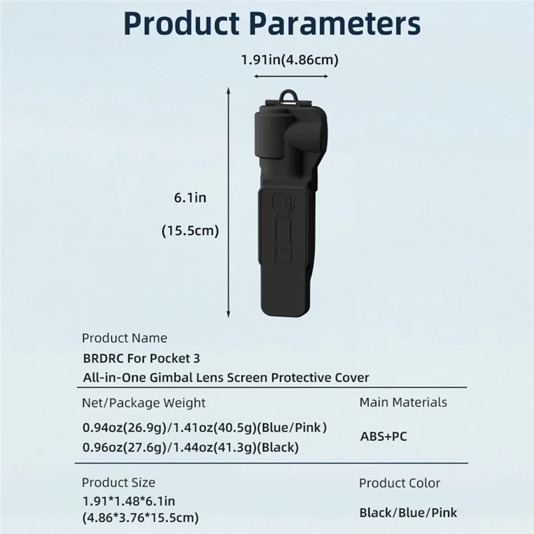 Cubierta protectora de pantalla de lente de cardán BRDRC para DJI Osmo Pocket 3, de ABS + PC - Azul