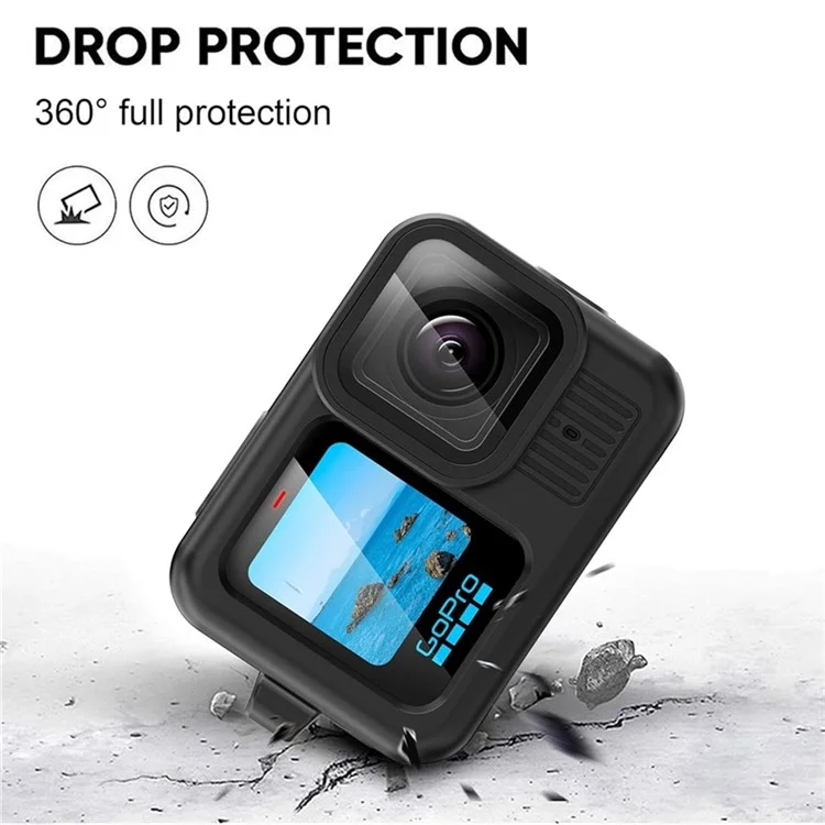 For GoPro Hero 13 Black Tempered Glass Screen Protector Lens Film with Silicone Cover and Wrist Strap Accessories Kit