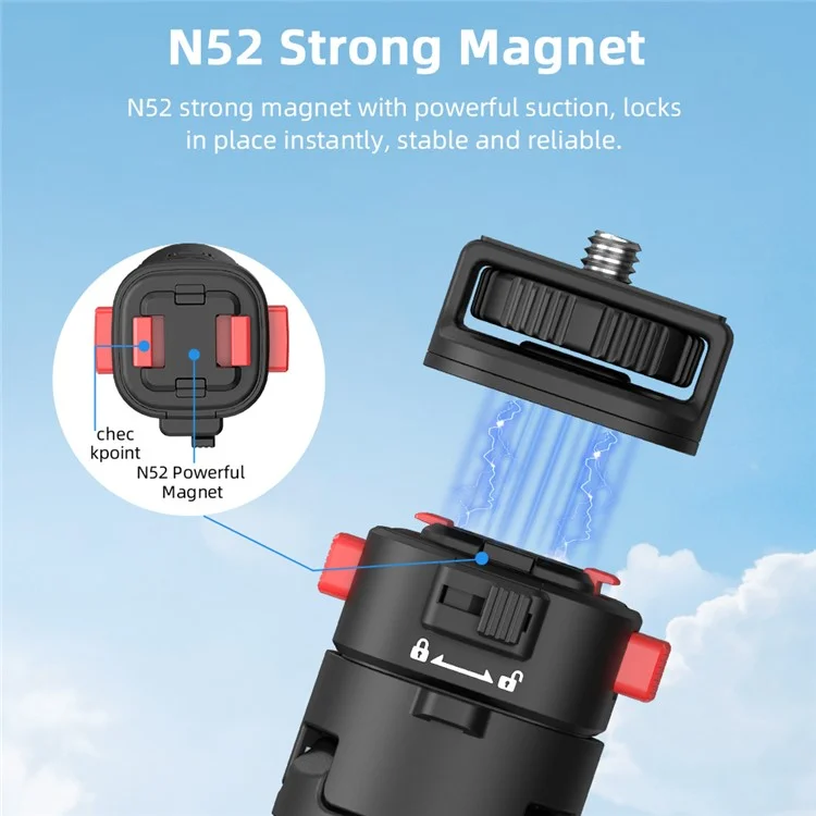FLYMILE Magnetischer Schnellverschluss-Stativständer, 53 cm ausziehbar, für Actionkameras