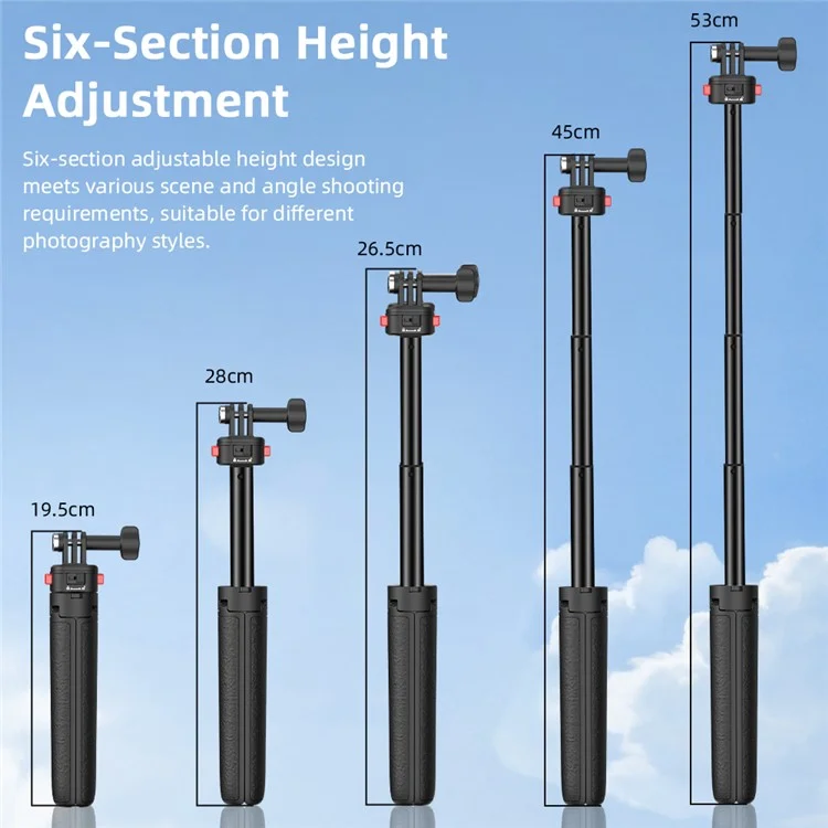 FLYMILE Magnetischer Schnellverschluss-Stativständer, 53 cm ausziehbar, für Actionkameras