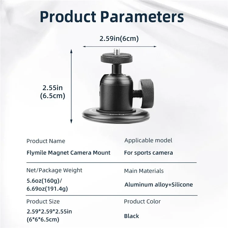 FLYMILE Magnetic Camera Mount Kit for Sports Camera Adapter Base Camera Accessories
