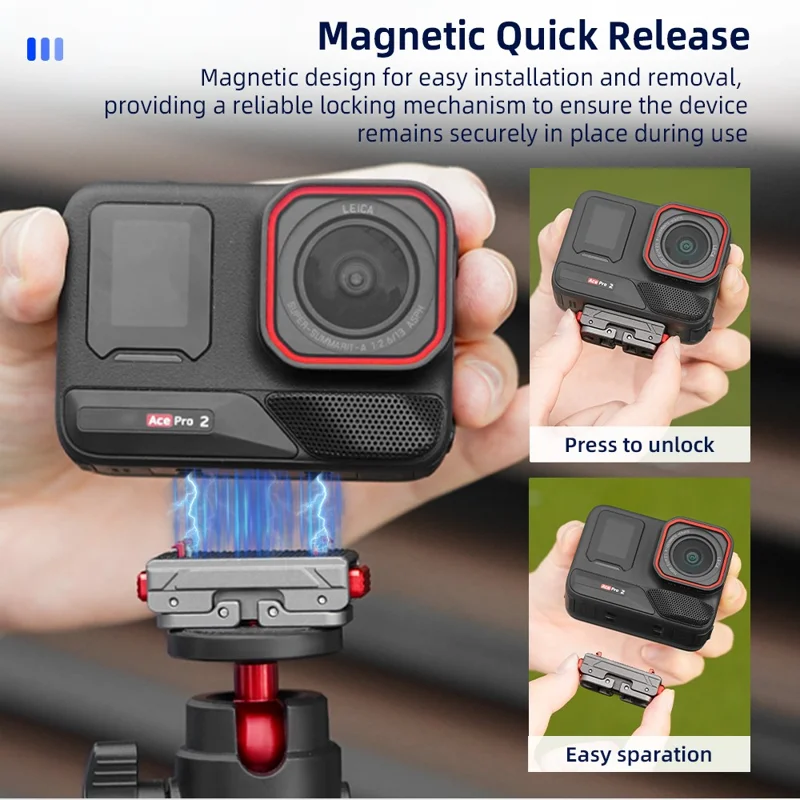 FLYMILE Metal Mount Kit for Insta360 Ace / Ace Pro / Ace Pro 2 / X4 / X3 / X2 Quick Release Adapter Base