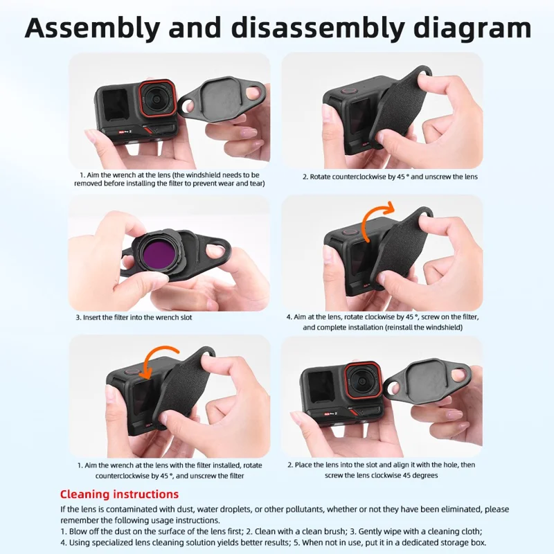 FLYMILE 4Pcs Filter Set for Insta360 Ace Pro 2 ND8 / 16 / 32 / 64 Optical Glass Filters