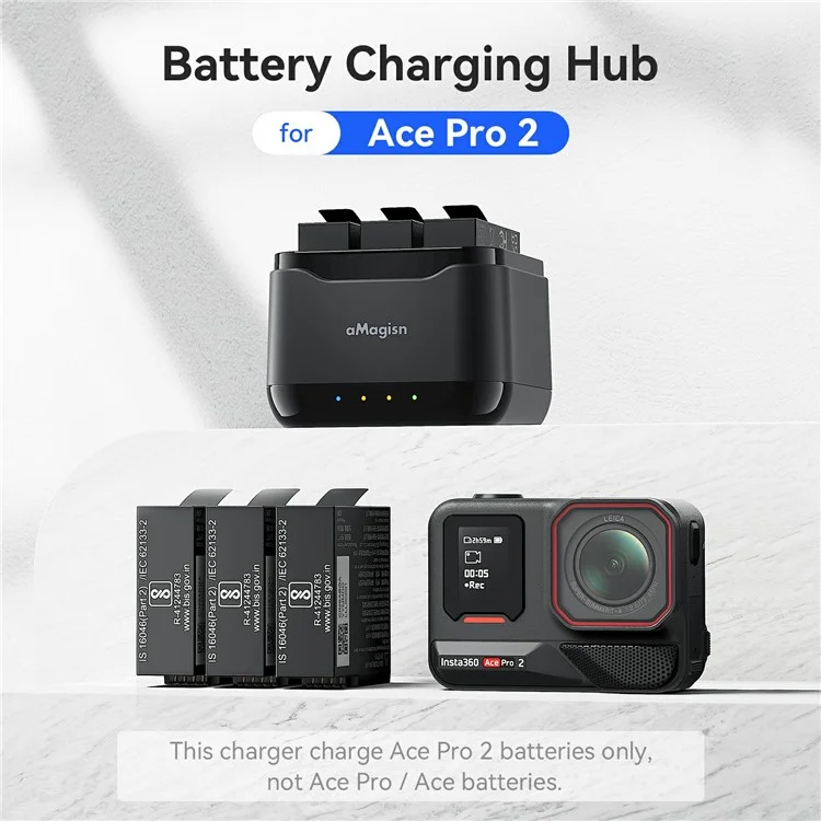 Base de Carregamento para Bateria Insta360 Ace Pro 2 com Estojo de Armazenamento (Baterias Não Inclusas)
