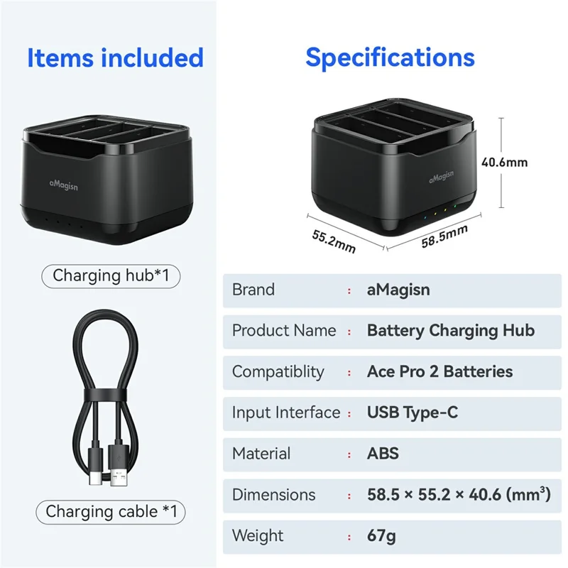 Base de Carregamento para Bateria Insta360 Ace Pro 2 com Estojo de Armazenamento (Baterias Não Inclusas)