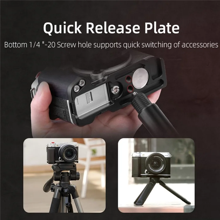FLYMILE For Fujifilm X-M5 L-Shaped Grip Quick Release Plate Camera Bracket - Black