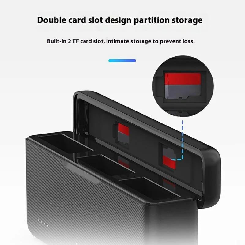 TELESIN S0-BCG-02-TDJ DJI Fast Charging Box For Osmo Action 5 Pro / Action 4 / Action 3 , Battery Charging Case with TF Card Storage