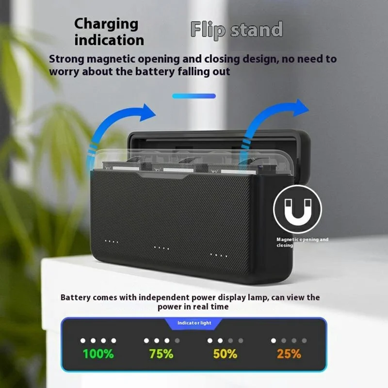 TELESIN S0-BCG-02-TDJ DJI Fast Charging Box For Osmo Action 5 Pro / Action 4 / Action 3 , Battery Charging Case with TF Card Storage