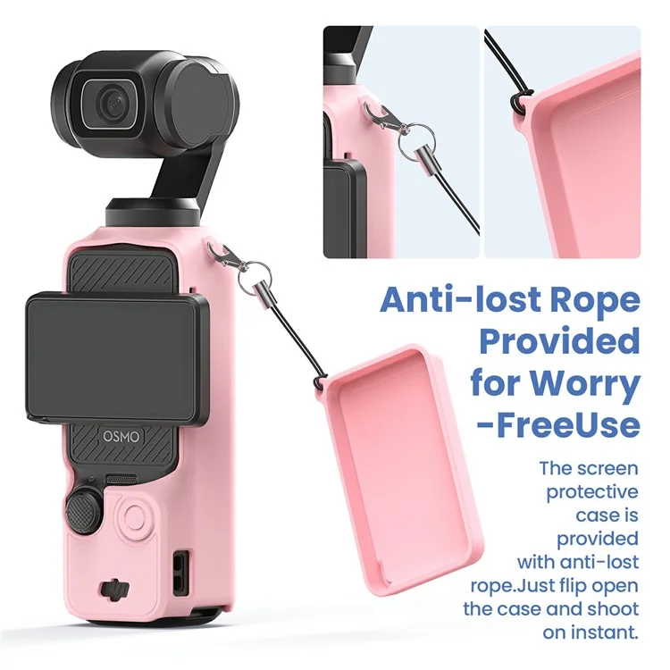 AMAGISN For DJI Osmo Pocket 3 Silicone Protective Case Lens Cap Gimbal Guard Accessory - Pink