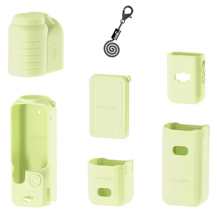 AMAGISN For DJI Osmo Pocket 3 Silicone Protective Case Lens Cap Gimbal Guard Accessory - Green