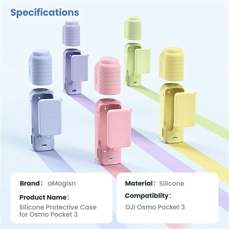AMAGISN For DJI Osmo Pocket 3 Silicone Protective Case Lens Cap Gimbal Guard Accessory - Green