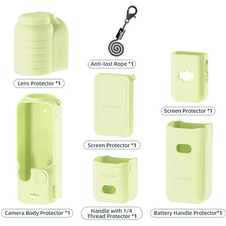 AMAGISN For DJI Osmo Pocket 3 Silicone Protective Case Lens Cap Gimbal Guard Accessory - Green