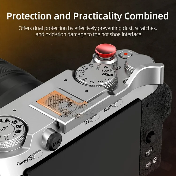 FLYMILE Pour Fujifilm X-M5 Poignée de Pouce Ergonomique Aluminium Poignée de Caméra Couvercle de Protection Anti-Poussière Griffe Chaude - Argent