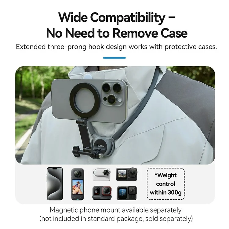 TELESIN S2-HNB-09 SE 2.0 Hands Free Action Camera Neck Mount POV Shooting Neck Holder with Chest Strap