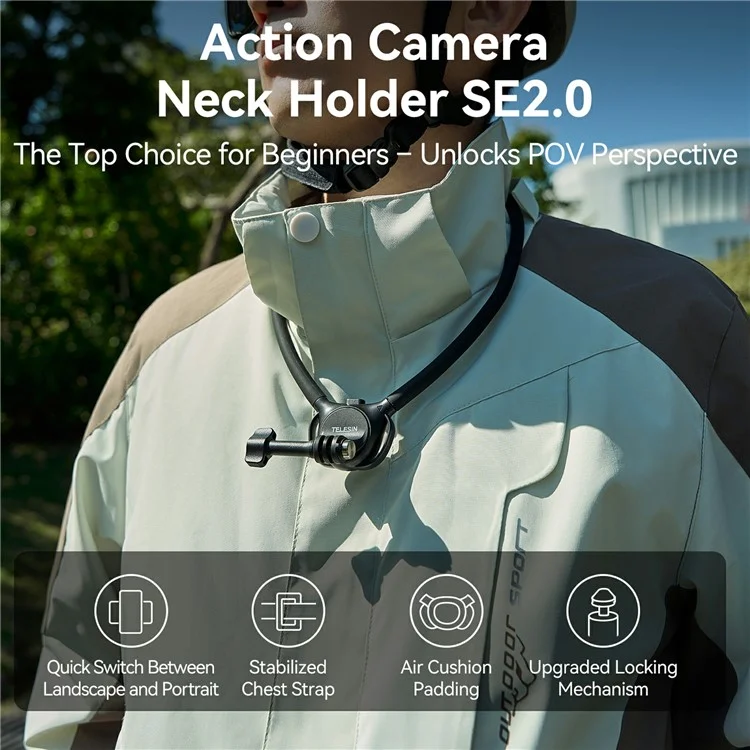 TELESIN S2-HNB-09 SE 2.0 Hands Free Action Camera Neck Mount POV Shooting Neck Holder with Chest Strap