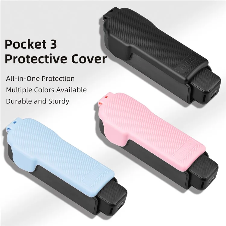 BRDRC For DJI Osmo Pocket 3 Case Twill Texture ABS Portable Protective Cover Filter Storage - Black