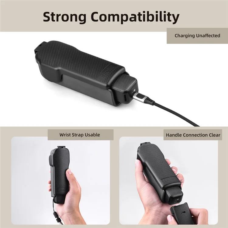 BRDRC For DJI Osmo Pocket 3 Case Twill Texture ABS Portable Protective Cover Filter Storage - Black