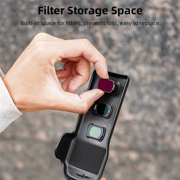 BRDRC For DJI Osmo Pocket 3 Case Twill Texture ABS Portable Protective Cover Filter Storage - Black