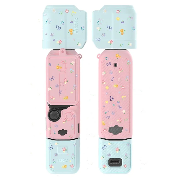 BRDRC For DJI Osmo Pocket 3 Silicone Case Set Flexible Protective Cover with Screen Cover / Lens Cap - Blue Lens Cap