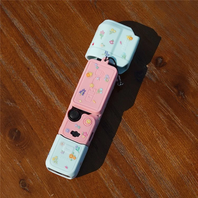 BRDRC For DJI Osmo Pocket 3 Silicone Case Set Flexible Protective Cover with Screen Cover / Lens Cap - Blue Lens Cap