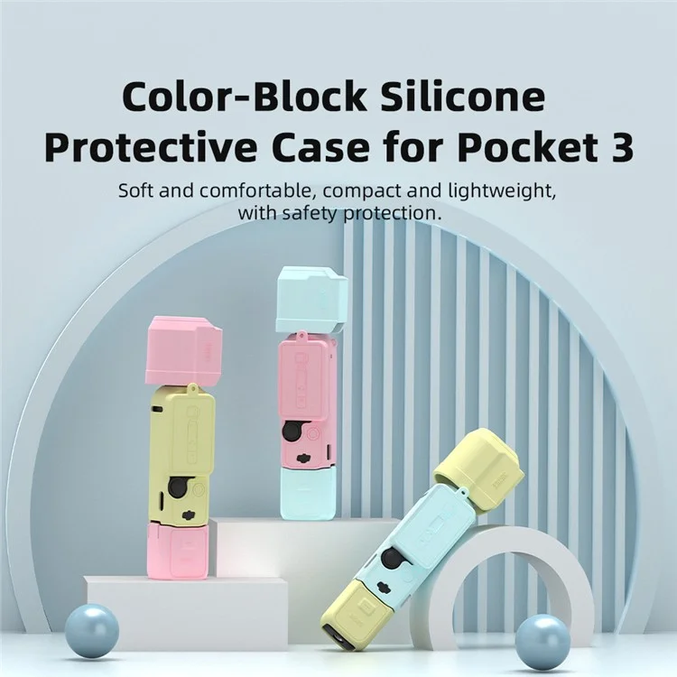 BRDRC For DJI Osmo Pocket 3 Silicone Case Set Flexible Protective Cover with Screen Cover / Lens Cap - Blue Lens Cap