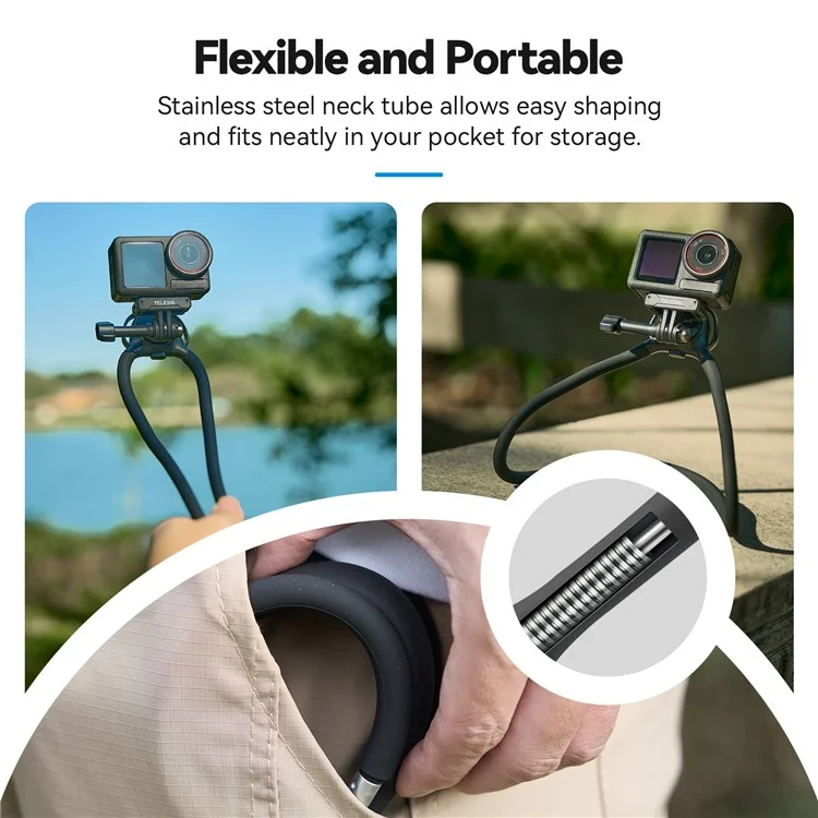 TELESIN SE2.0 2 In 1 Magnetic Neck Mount Kit Hands Free Camera / Phone Neck Holder for POV Shooting