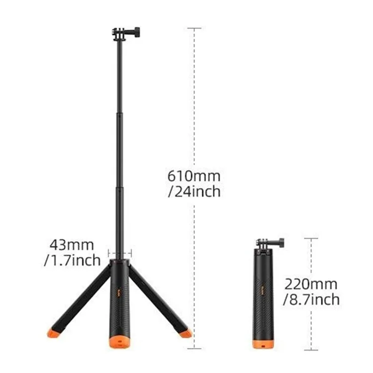 TELESIN S1-TSS-02 30m Underwater Buoyancy Rod Extendable Selfie Stick Tripod for Sports Camera Handheld Grip