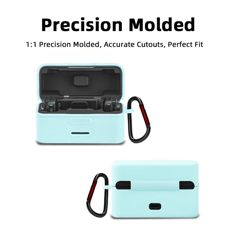 Für DJI Mic Mini Ladeetui Schutzhülle Mikrofon Silikon Hülle mit Karabiner - Blau