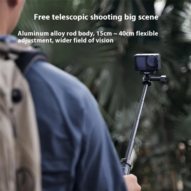 TELESIN S1-MNP-01 Mini Bastone Selfie 2 In 1 15-40cm Estendibile Treppiede in Lega di Alluminio