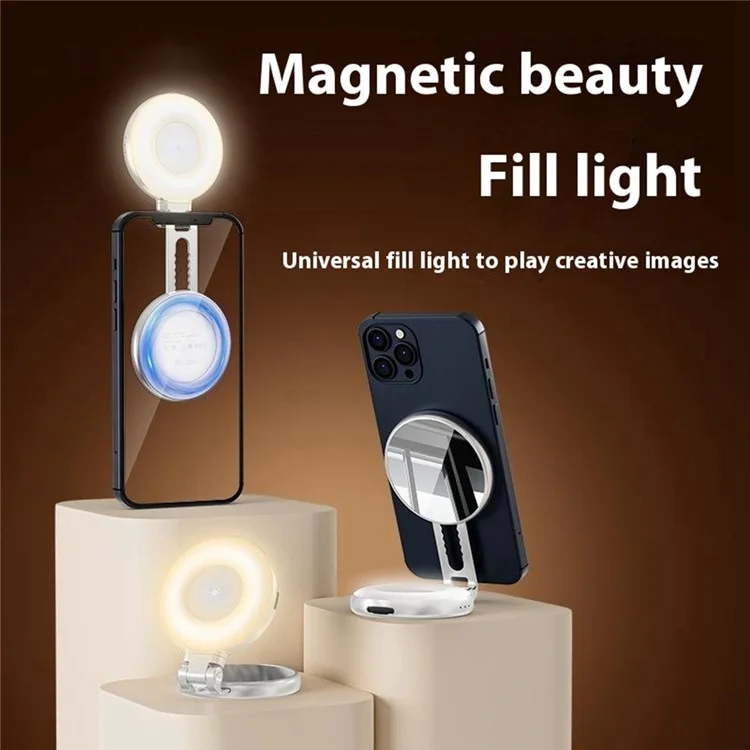 TELESIN S5-BGD-01 Magnetisches Handy Beauty Fill Light Selfie-Spiegel Drehbares Taschenlicht