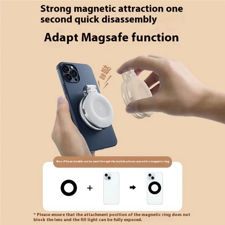 TELESIN S5-BGD-01 Magnetisches Handy Beauty Fill Light Selfie-Spiegel Drehbares Taschenlicht