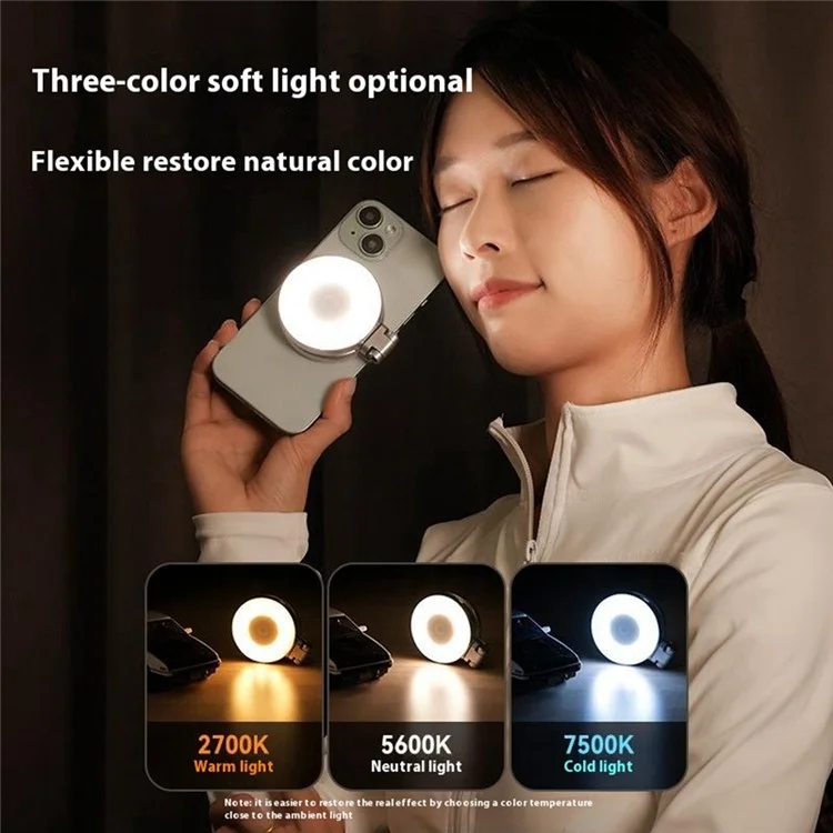 TELESIN S5-BGD-01 Magnetisches Handy Beauty Fill Light Selfie-Spiegel Drehbares Taschenlicht