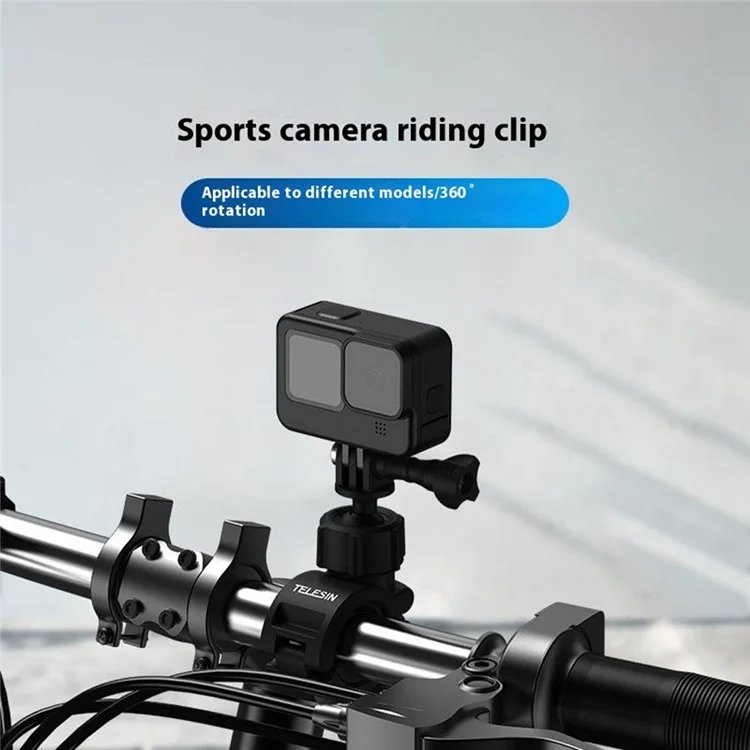 Adaptador de Soporte de Cámara TELESIN DJ-HBM-001 para Manillar de Bicicleta, Abrazadera de Liberación Rápida con Rotación de 360 Grados