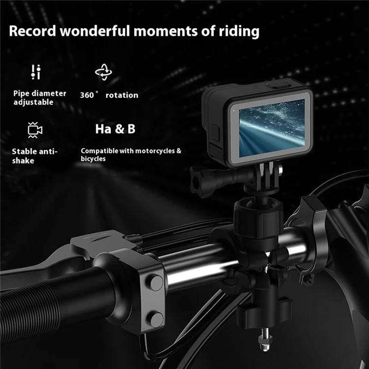 Adaptador de Soporte de Cámara TELESIN DJ-HBM-001 para Manillar de Bicicleta, Abrazadera de Liberación Rápida con Rotación de 360 Grados