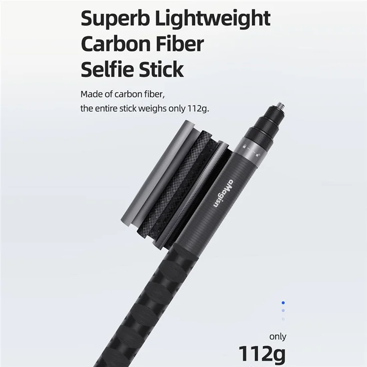 AMAGISN 1.2m Carbon Fiber Selfie Stick for Insta360 / DJI / GoPro Action Camera Accessories