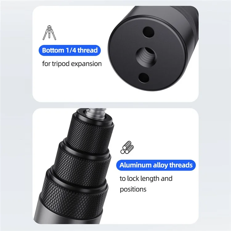 AMAGISN 1.2m Carbon Fiber Selfie Stick for Insta360 / DJI / GoPro Action Camera Accessories