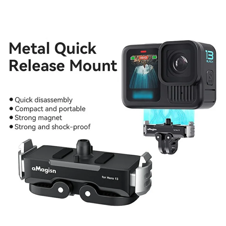 AMAGISN Magnetic Quick Release Mount For GoPro Hero 13 Metal Base Camera Adapter Accessory