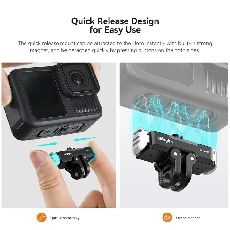 AMAGISN Magnetic Quick Release Mount For GoPro Hero 13 Metal Base Camera Adapter Accessory