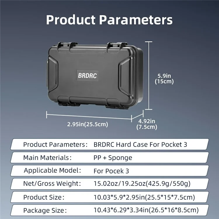 BRDRC Carrying Case for DJI Osmo Pocket 3 Portable Waterproof Hard Storage Bag
