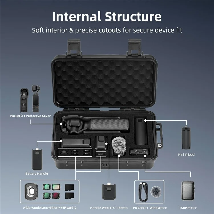 BRDRC Carrying Case for DJI Osmo Pocket 3 Portable Waterproof Hard Storage Bag