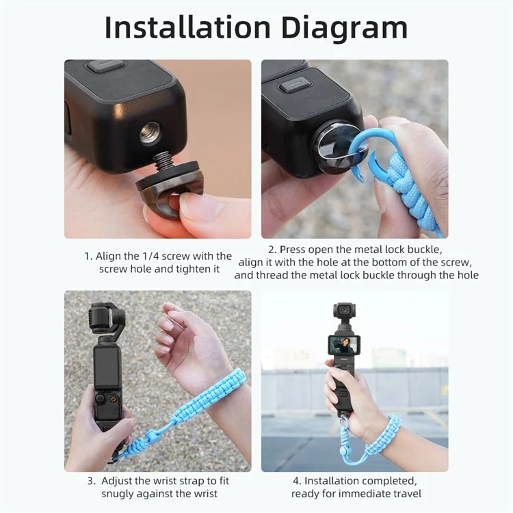 BRDRC For DJI Osmo Pocket 3 Wrist Strap Action Camera Anti-Lost Hand Strap - Black