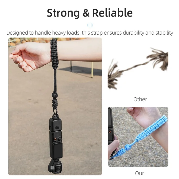 BRDRC For DJI Osmo Pocket 3 Wrist Strap Action Camera Anti-Lost Hand Strap - Black