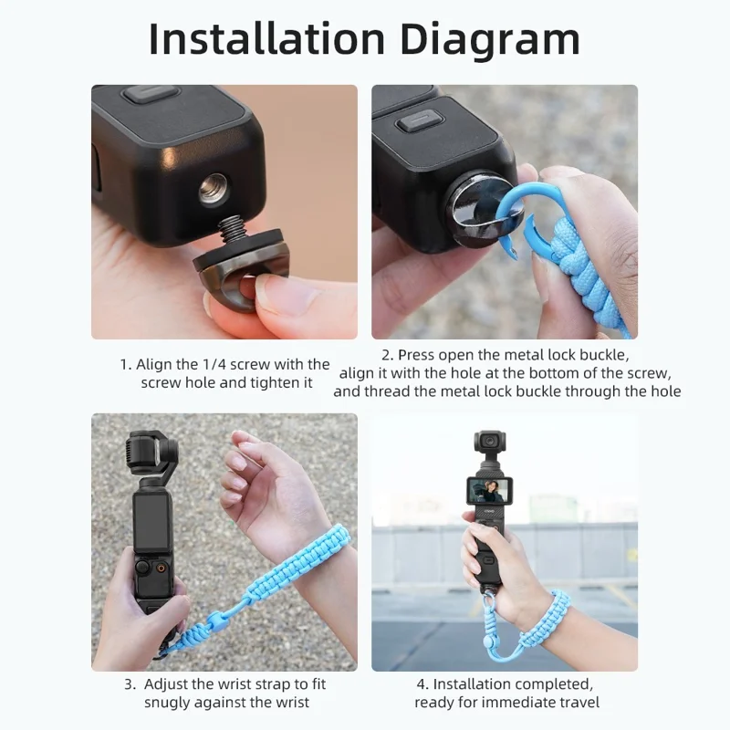 BRDRC For DJI Osmo Pocket 3 Wrist Strap Action Camera Anti-Lost Hand Strap - Pink