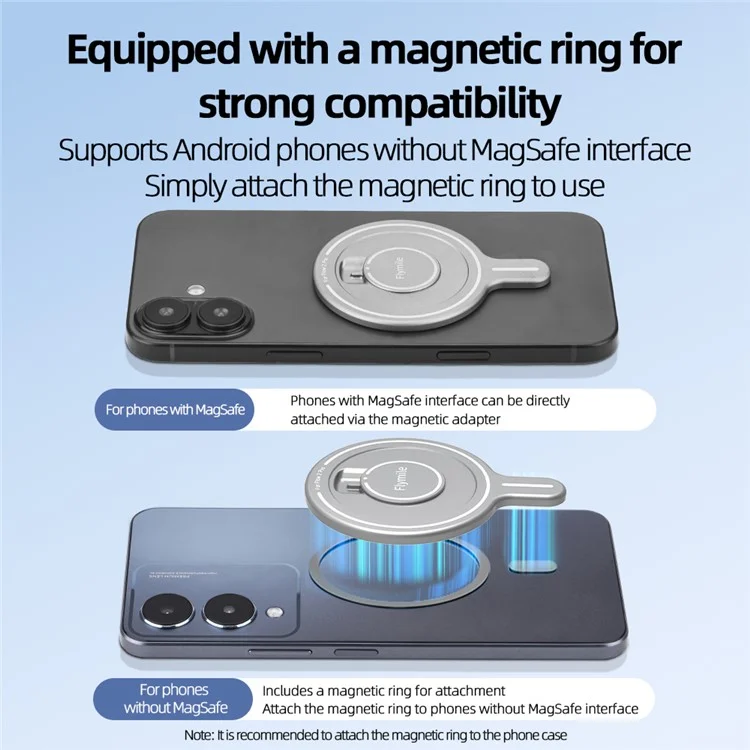 BRDRC Flymile Pour Insta360 Flow 2 Pro Module Adaptateur Magnétique de Cardan en Alliage d'Aluminium Support Stabilisateur Fin