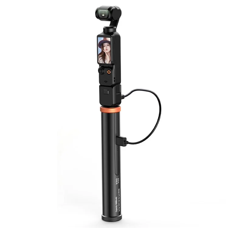 VRIG TP-01S Batterie externe 10 000 mAh à charge rapide 18W avec poignée en alliage d'aluminium pour caméras d'action Action5 / Insta360 / GoPro