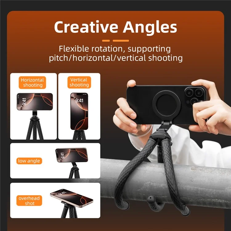 FLYMILE Magnetic Holder Flexible Octopus Tripod with 1 / 4 Interface for Sports Camera  /  Mobile Phone